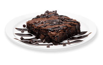 A decandent brownie with chococlate syrup drizzle.