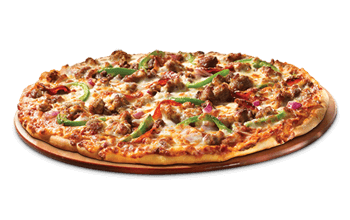 A pizza on a tray